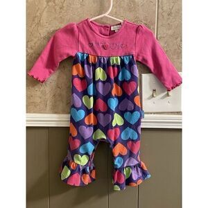 Le Top Baby One Piece Pink Colorful Ruffles Outfit Size 6 Months